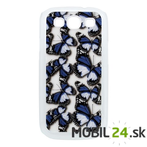 Puzdro Samsung Galaxy S III i9300 plastové zadné motív modrých motýľov