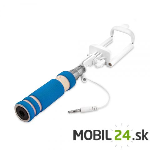 Selfie tyč (monopod) MINI modrá s audio káblom