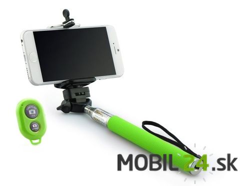 Selfie tyč (monopod) s bluetooth spúšťou zelená