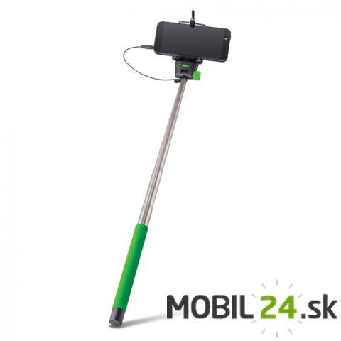Selfie tyč (monopod) zelená s audio káblom