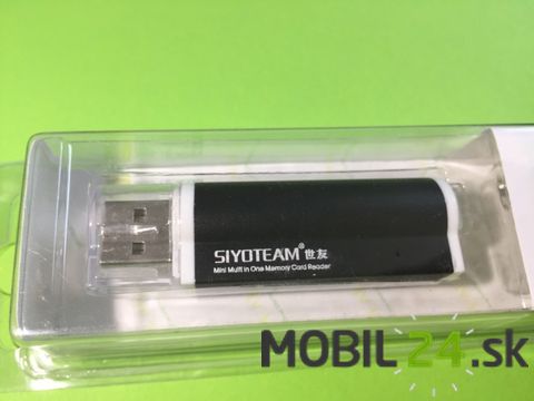 USB čítačka pamäťových kariet čierno biela