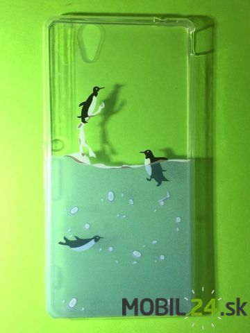 Puzdro na Xperiu M4 0,3mm transparentné tučniak